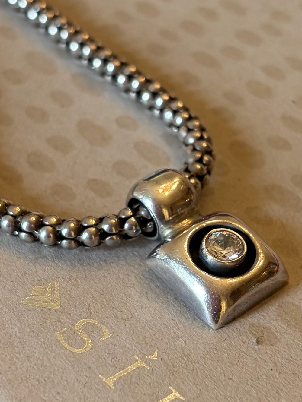 Rare Vintage Silpada Sterling Silver Cubic Zirconia Popcorn Chain Necklace